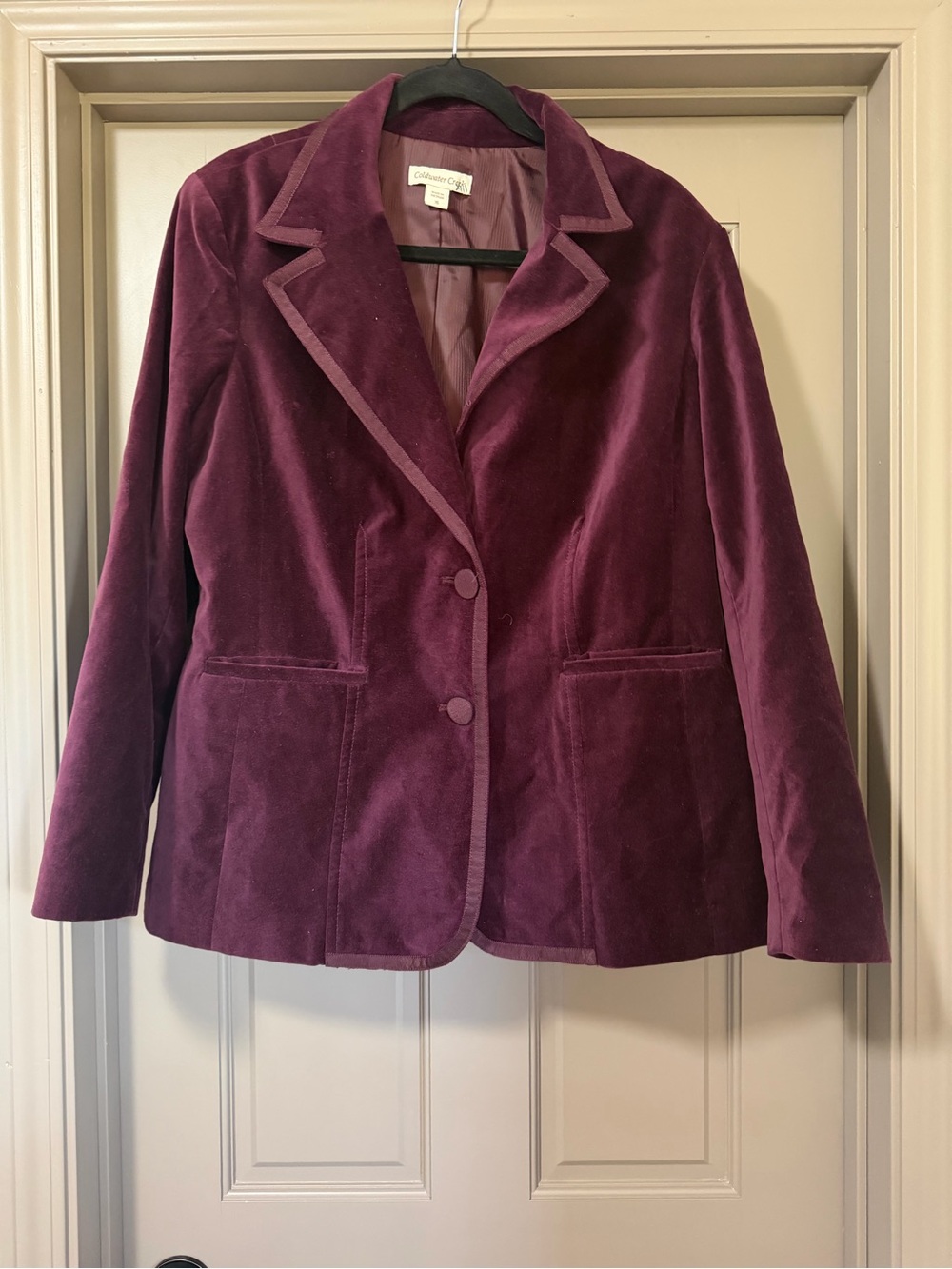 Coldwater Creek Women's Plum Velvet Blazer Jacket Size 16